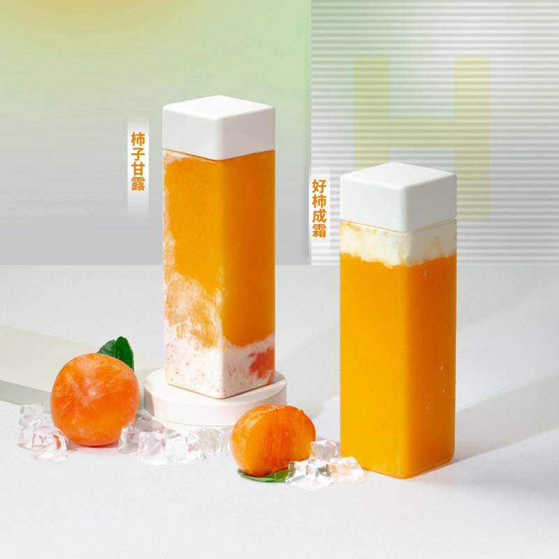 创意网红方形奶茶瓶果汁瓶饮料瓶PET透明一次性塑料瓶饮料瓶500ml
