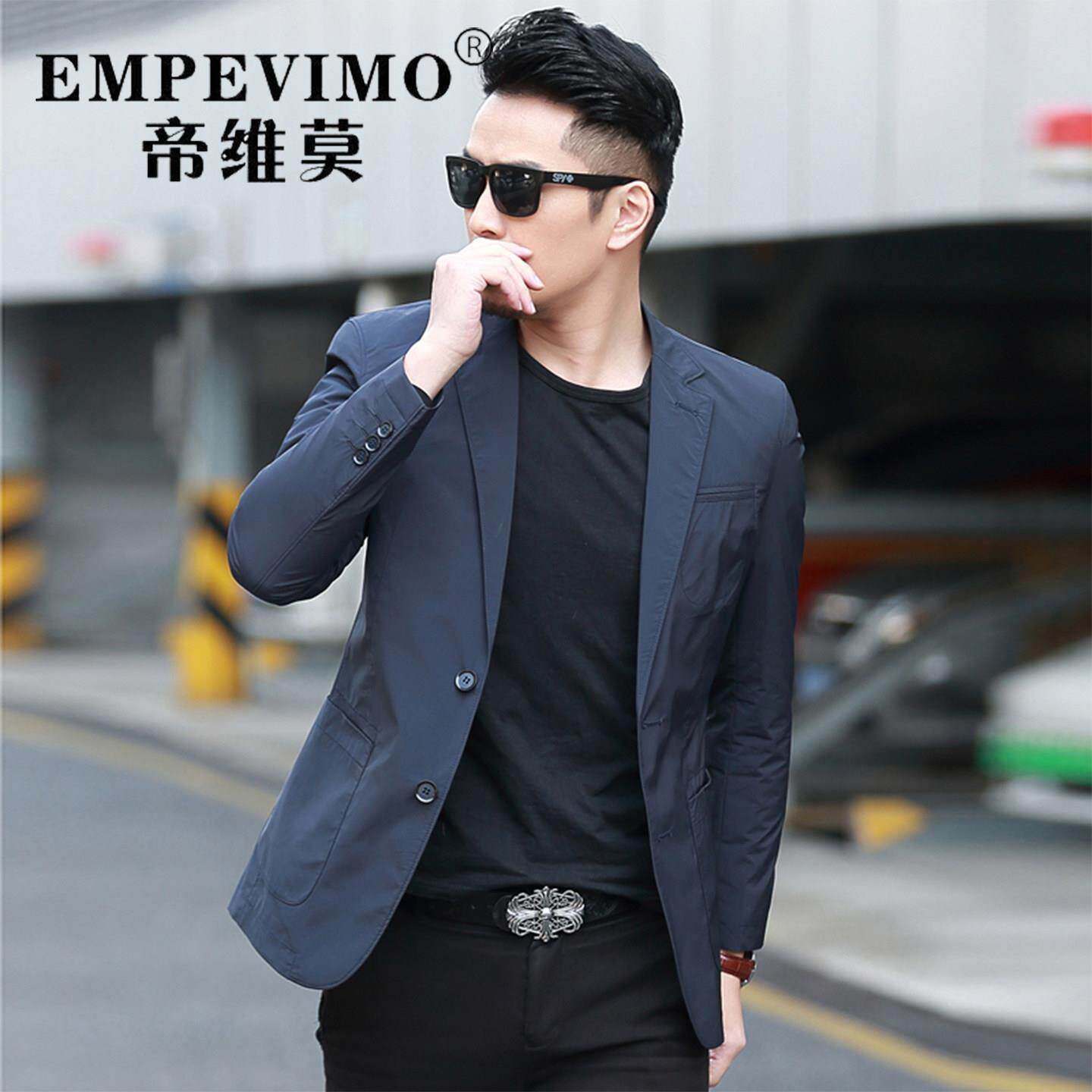 帝维莫高级感薄款修身单西男士休闲西服2025新款纯色西装外套上衣