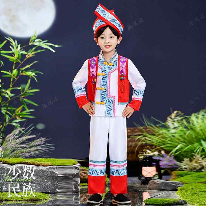 正品新款儿童土儿家男女演族出服少装传统数民族幼合唱服舞蹈服表