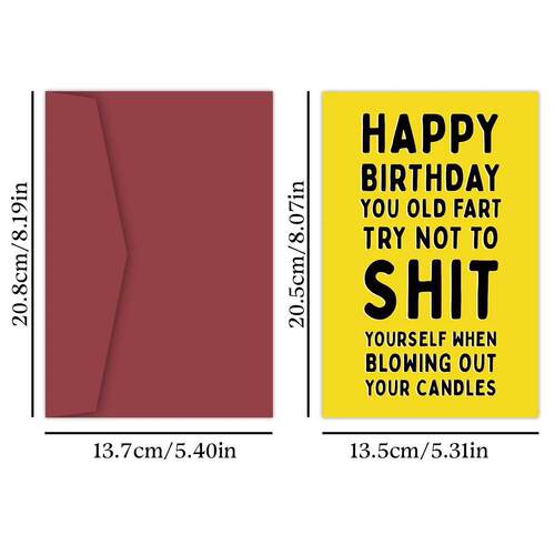1张，搞笑生日快乐卡，周年纪念卡，哈