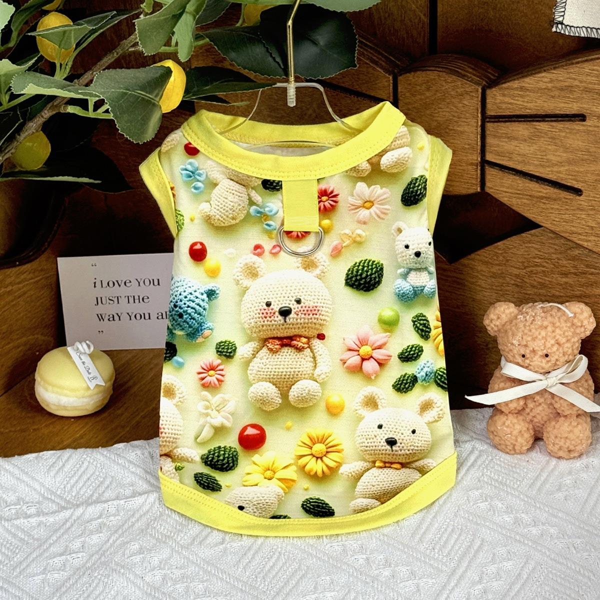 春款宠物衣服猫猫狗狗服饰卡通立体印花泰迪可爱风透气防掉毛