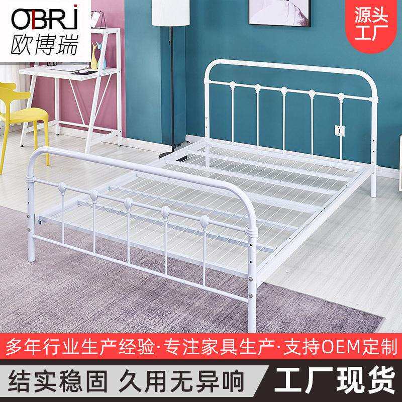 铁板床简约1.5米金属简易单人床公寓楼出租屋1.8米铁架床铁艺床架