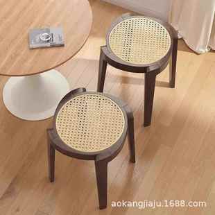 中古实木凳家用叠DM771子放风车凳餐可备用圆凳小户型客厅餐桌高