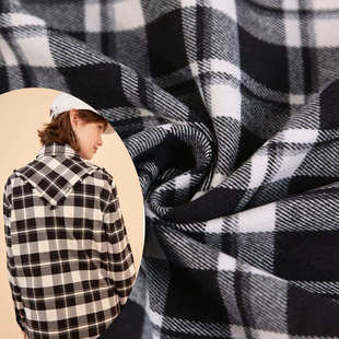 TR阳粘四面弹 连衣裙服装格子衬衫面料 斜纹拉毛四面弹格子布