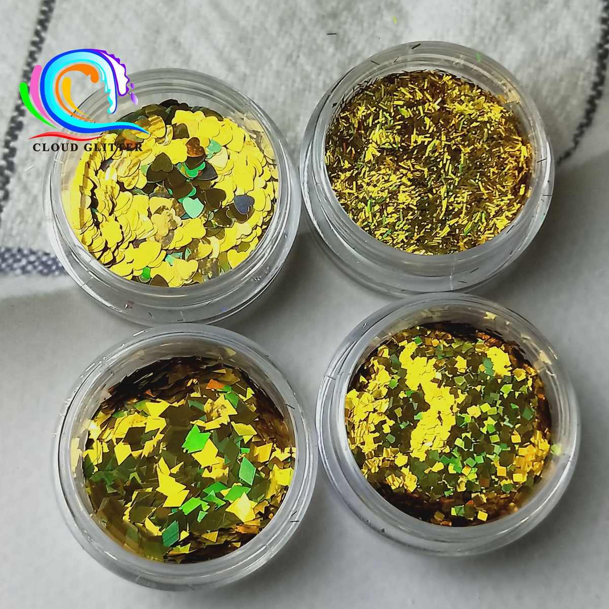耐溶剂镭射12色超薄超亮PET金葱粉碎片异形闪光亮片美甲化妆滴胶
