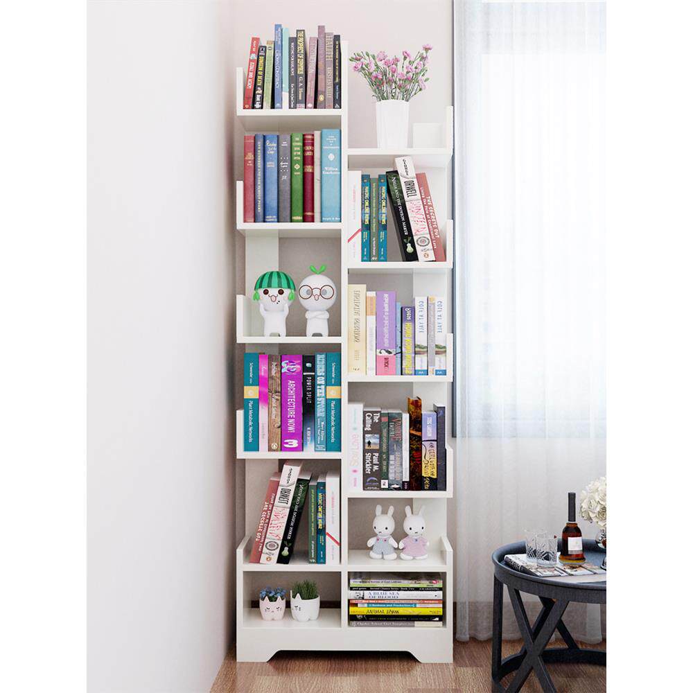 简易儿童床头书架落地置物架一体靠墙客厅小型书柜子实木学生家用