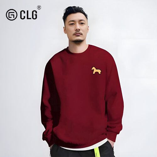 香港CLG潮牌轻奢男卫衣秋冬新款加绒宽松简约马年本命年衣服情侣