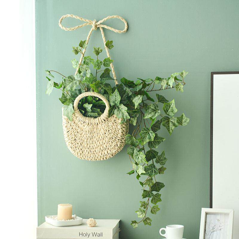 在斯堪的纳维亚风格的墙壁装饰墙壁挂饰模拟假绿色植物藤蔓客厅卧