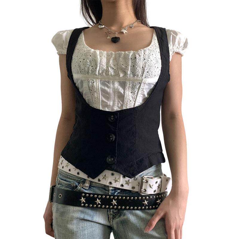 Tunic black bottomed sleeveless top束身马甲黑色打底无袖上衣