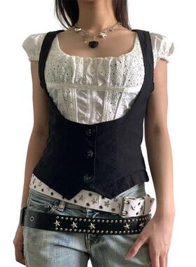 Tunic black bottomed sleeveless top束身马甲黑色打底无袖上衣