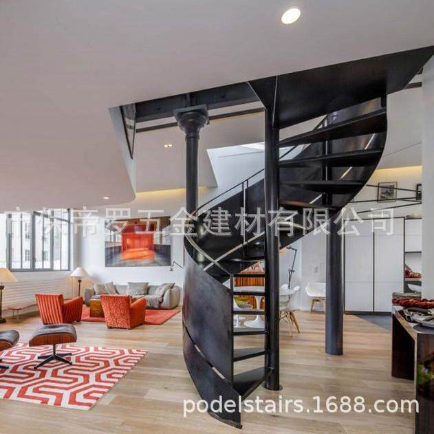 工业风钢结构楼梯家用简约造型别墅装修扶手栏杆Q235A3钢