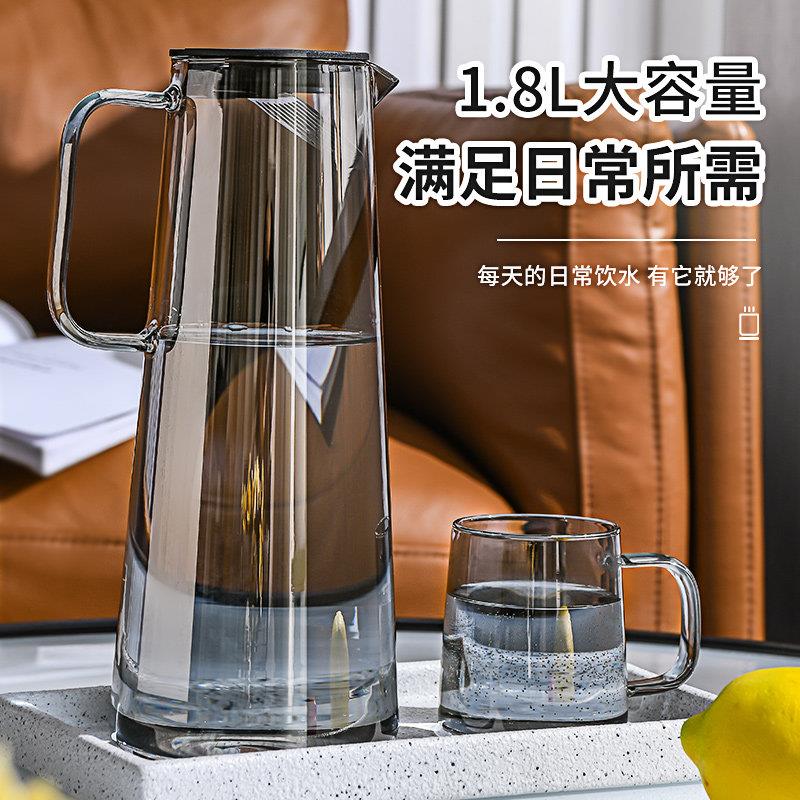 冷水壶家用耐高温玻璃套装大容量耐热玻璃凉水壶泡茶杯子水壶jeko