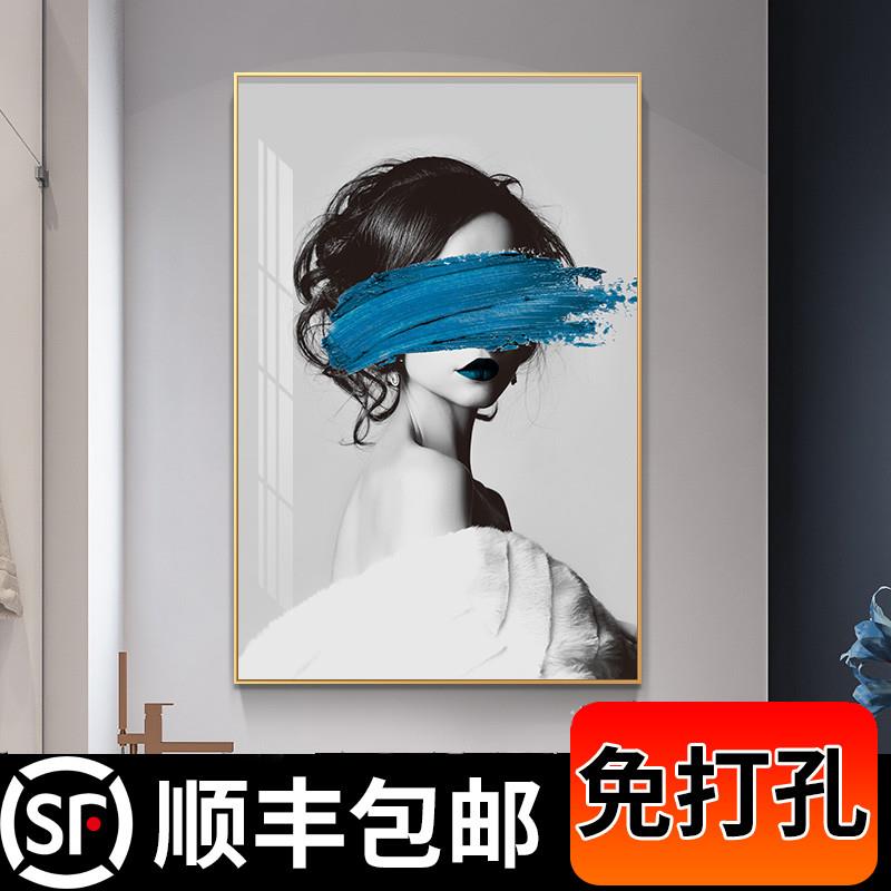 现代抽象人物装饰画洗手间艺术美女挂画酒店会所浴室晶瓷防水壁画图片