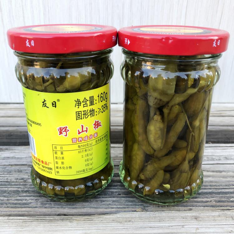 友日野山椒酸辣泡椒160g玻璃瓶装甜泡菜友联广东佛山军杰小米辣
