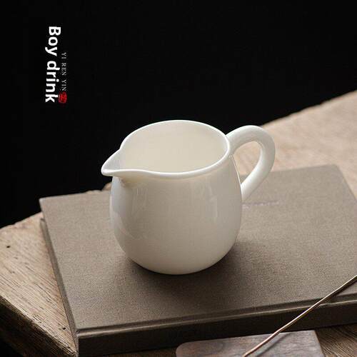 高端羊脂玉瓷美人公道杯德化白瓷茶海陶瓷分茶器中式功夫茶具匀杯