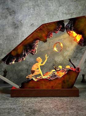 咕噜姆力量戒指环氧树脂灯黑暗魔王之戒奇幻世界小夜灯万圣节礼物