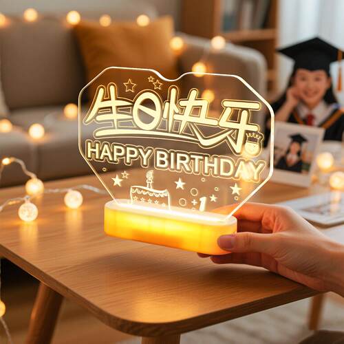 发光生日快乐LED灯牌字母灯摆件室内桌面氛围装饰布置场景小夜灯
