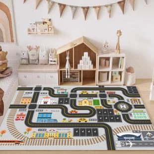 地垫儿童爬行垫卡通城市交通PVC地毯可擦洗读书角阅读区汽车垫子