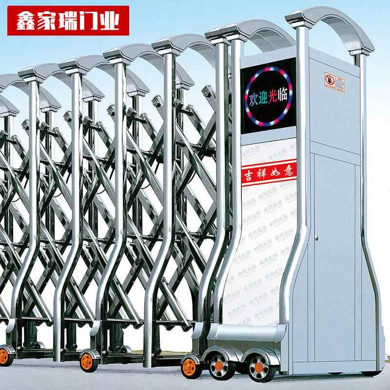 鑫家瑞精抛电动伸缩遥控门工厂小区大门不锈钢悬浮电动门收缩围栏