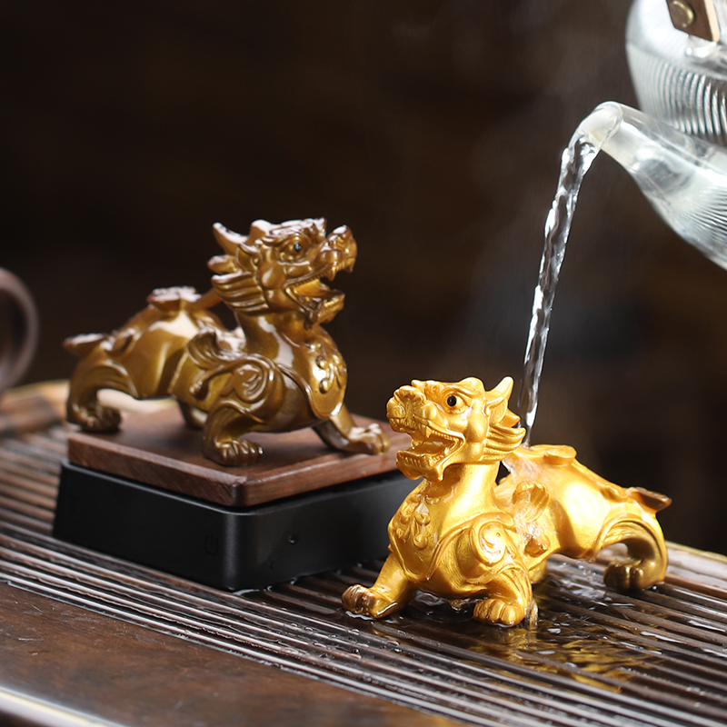 遇水变色貔貅茶宠摆件功夫茶具零配件客厅茶桌茶盘装饰品礼盒装