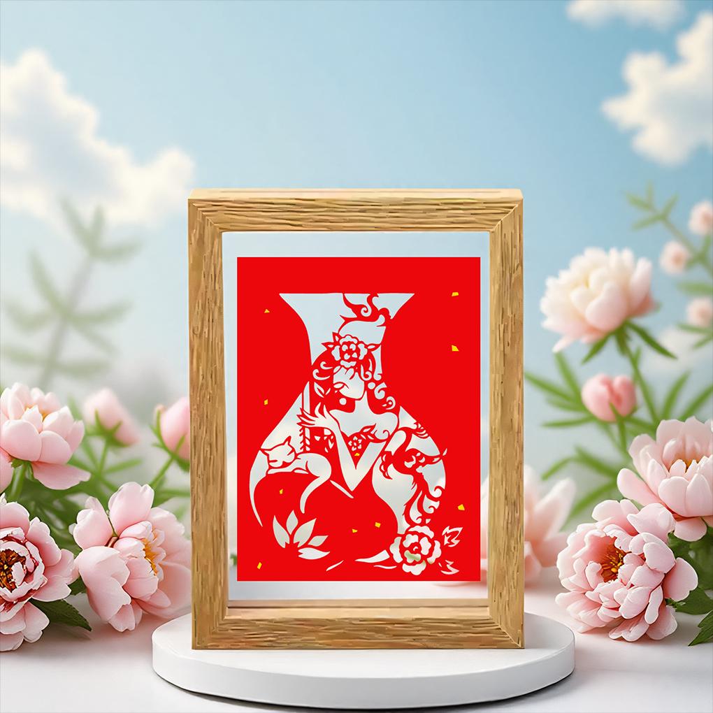 玫瑰花38妇女节女神节非遗手工剪纸摆台相框员工高档小众创意礼物