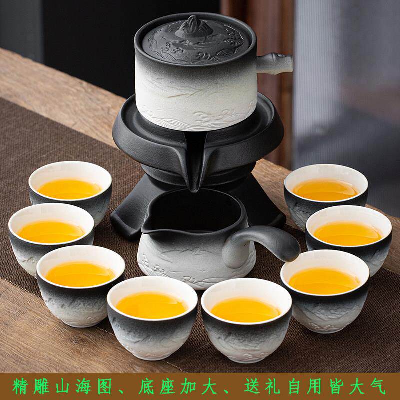 新款黑陶自动茶具套组轻奢现代泡茶用品茶盘高档待客茶杯送礼品盒