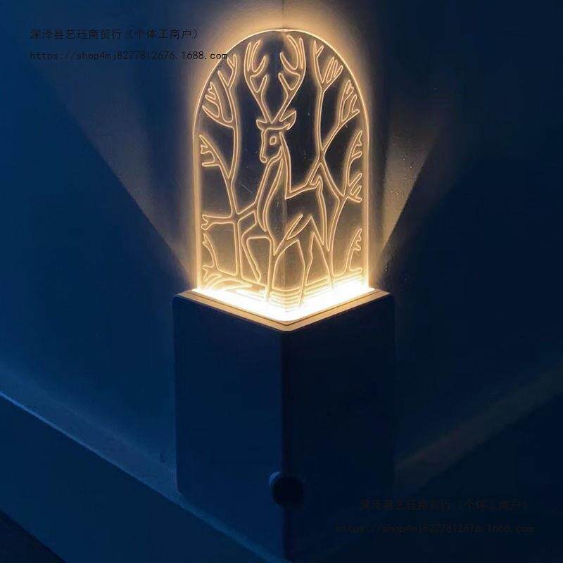 智能感应墙角夜灯城堡麋鹿充电式氛围卧室床头灯过道起夜睡眠护眼