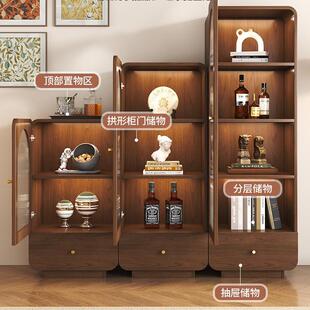 复古中古窄玻物璃餐边柜酒柜展示置靠墙家用客厅立柜电L269柜视柜