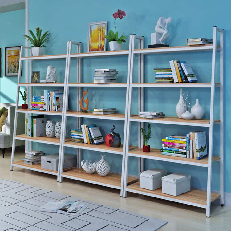 钢木书架简易铁艺货架多层置物架家居客厅架子展示架现货批发