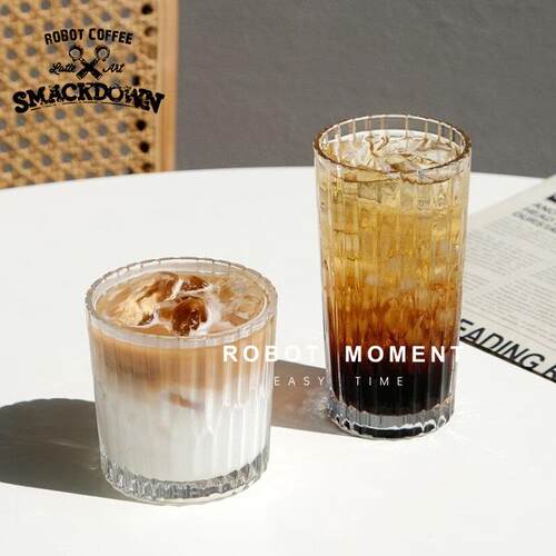 ROBOT法国进口玻璃杯拿铁拉花冰咖啡杯复古威士忌酒杯ins杯310ml