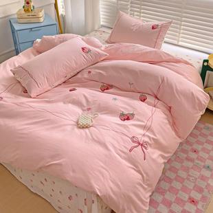 夏季 小清新纯棉水洗棉床上四件套全棉床单被套单人三件套床品