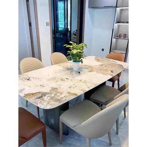 ft意式极简岩板餐桌椅组合大小户型家用轻奢长方形餐台