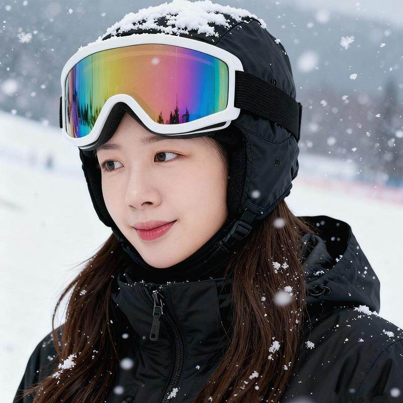 户外滑雪眼镜冬季女男护目镜可戴近视防雪盲保暖防风雪镜登山墨镜