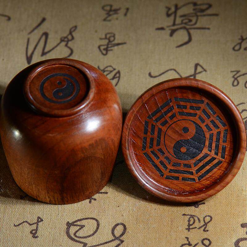 易经六爻原木骰盅搭配宝石骰子DIY 定制星座宫位图案色子