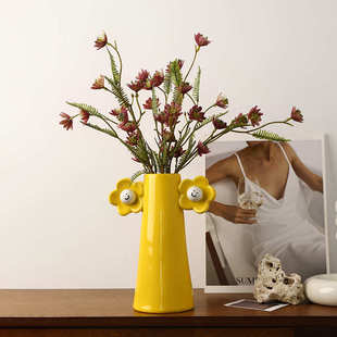 贝汉美简约陶瓷花瓶家居办公桌电视柜装 饰民宿客房小清新干花摆件