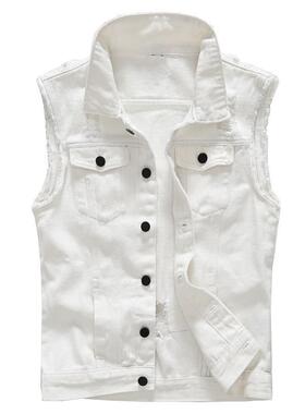 R 73281 Men's White Denim Vest 白色牛仔马甲