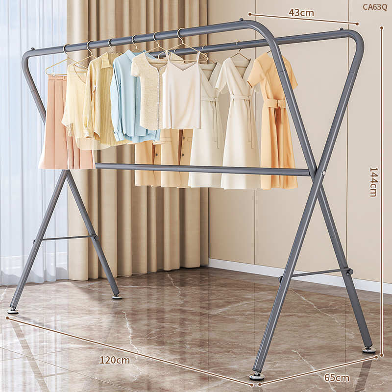 阳台落地衣架折叠家用晒被子伸缩晾衣杆凉晒衣挂架晾衣架室内