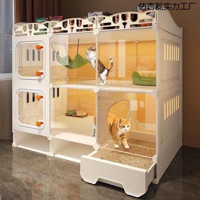 猫笼猫别墅带厕所一体家用室内猫窝四季通用别墅大空间猫咪笼子