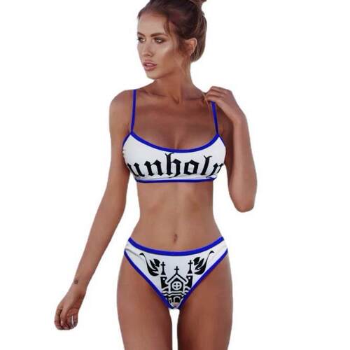 Bikini women's triangle set offset printing letters funny