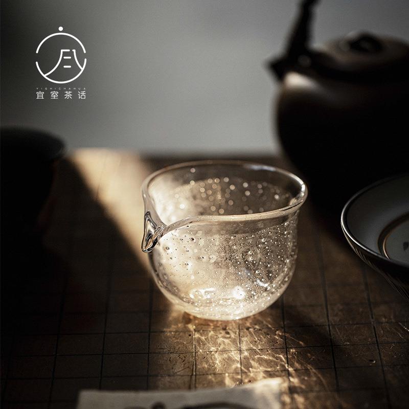 饴山琉璃圆融公道杯手工吹制气泡高硼硅茶海分茶器创意手工茶器图片