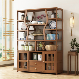 新中式实木博古架茶室茶柜置物架，茶具架子茶叶，展示柜紫砂壶摆放架