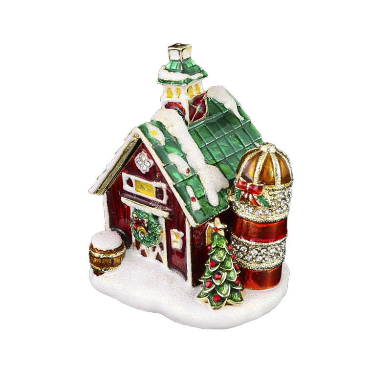 首饰盒圣诞节圣诞老人雪屋饰品收纳盒子珠宝盒欧美节日装饰摆件