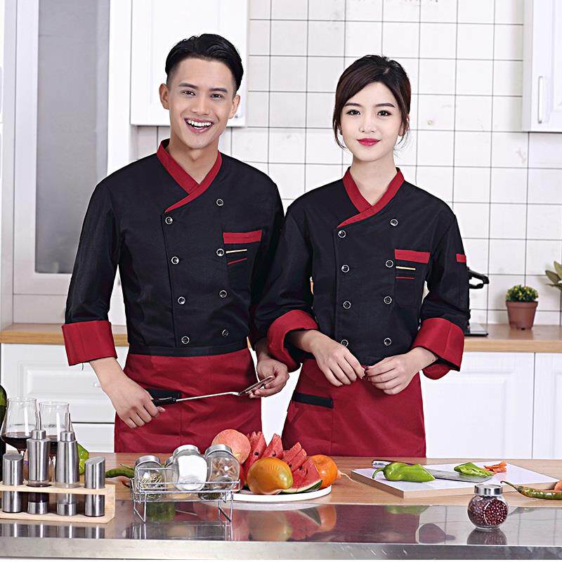 厨师工作服长袖厨房服装男女西餐厅厨衣饭店后厨厨师服长袖秋冬装