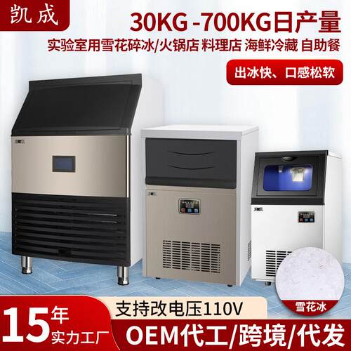 厂家全自动雪花颗粒碎冰机海鲜市场ktv一体式商用雪花制冰机