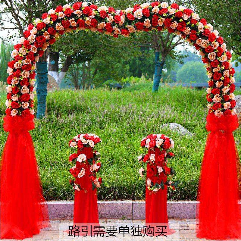 绢花拱门婚庆花门结婚庆典礼拱门喜庆花门新款绢花拱门铁艺幸福门