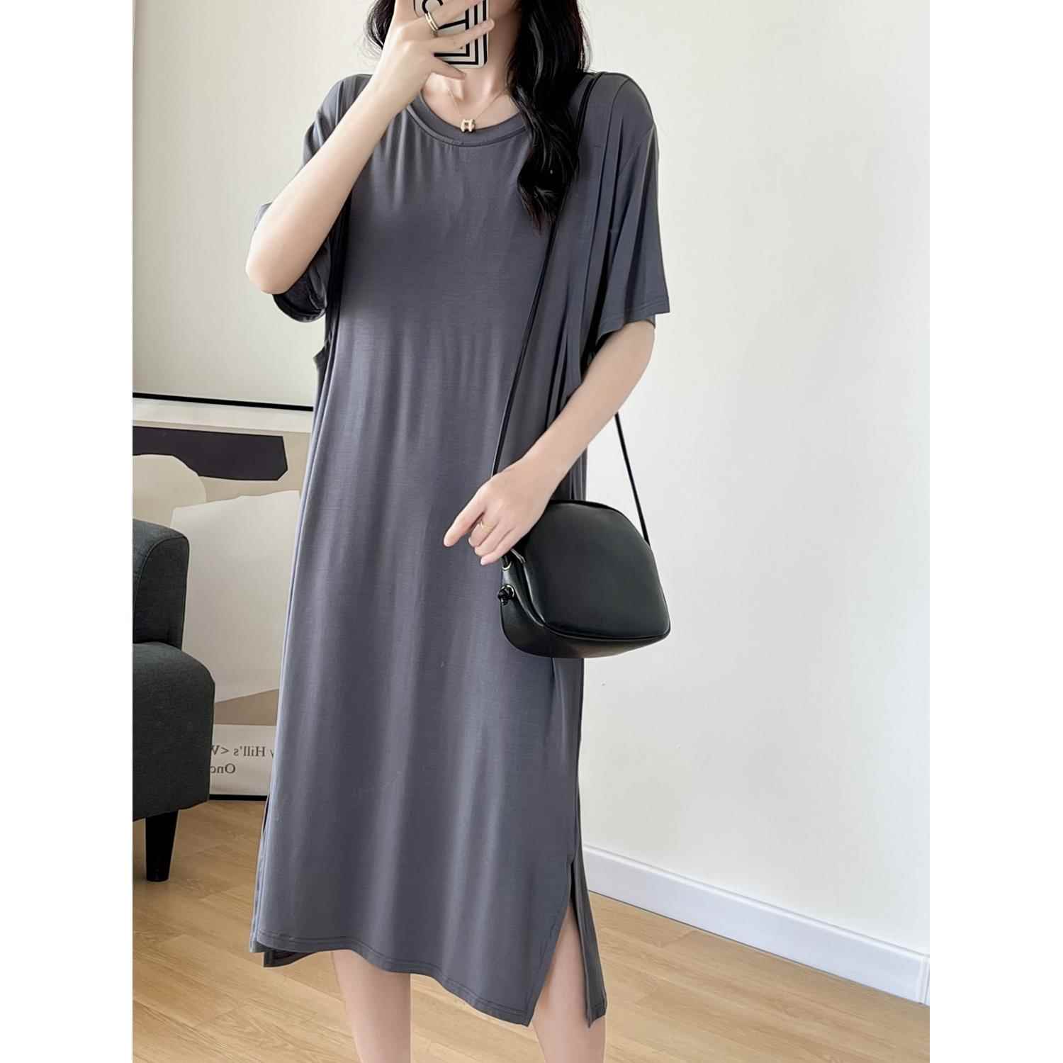 哺乳睡裙睡衣待产裙夏季莫代尔薄款孕妇连衣裙产后带胸垫月子服女