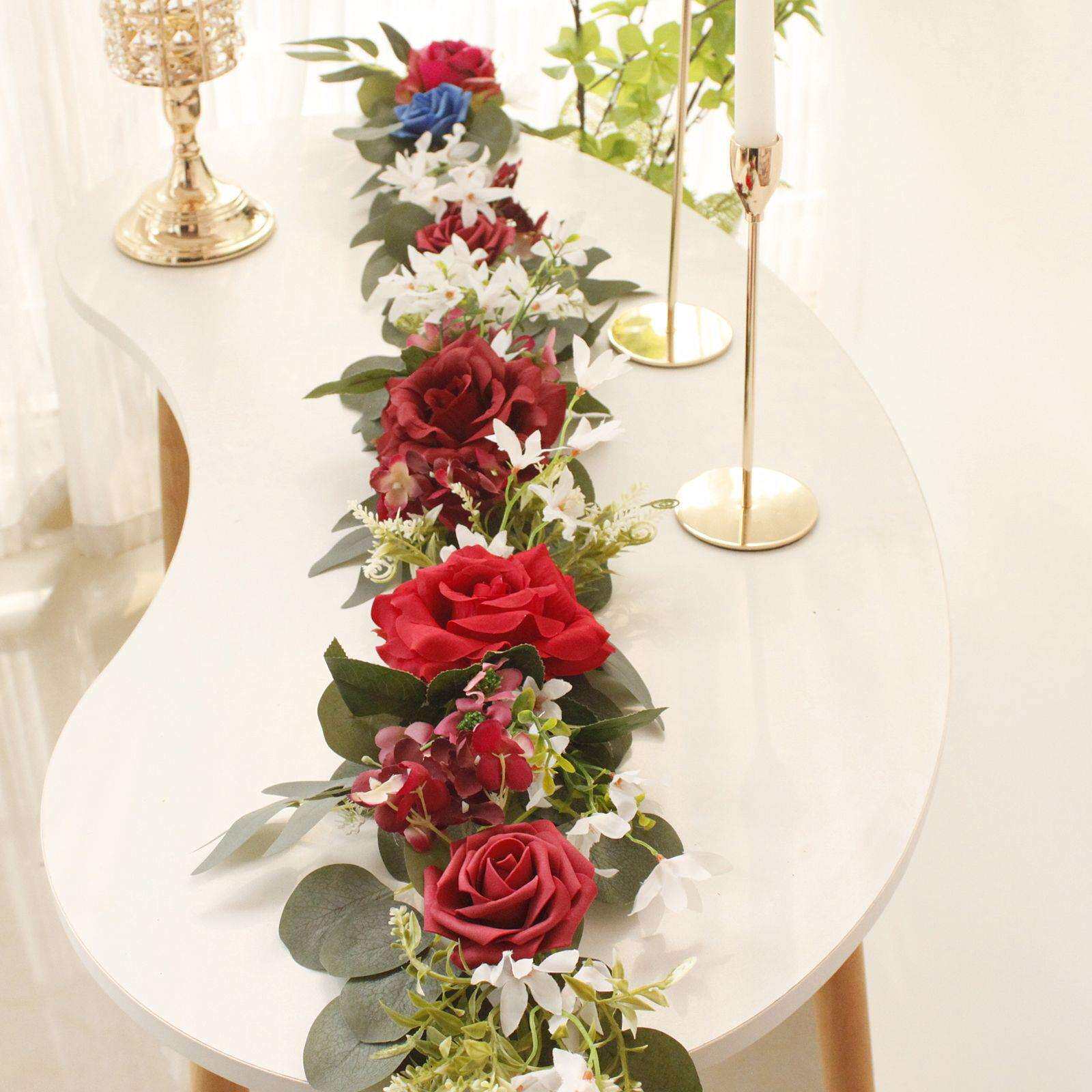 春季人造花环藤条按树叶柳叶婚礼拱门花西餐桌花花藤蔓派对装饰