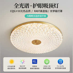 全铜轻奢卧室灯具北欧简约创意家用全光谱LED护眼房间书房吸顶灯