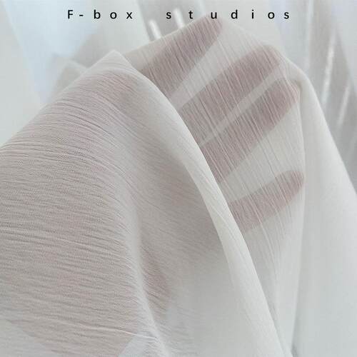 布盒子新款压皱雪纺纱小众侘寂风肌理素色透光梦幻客厅阳台窗纱