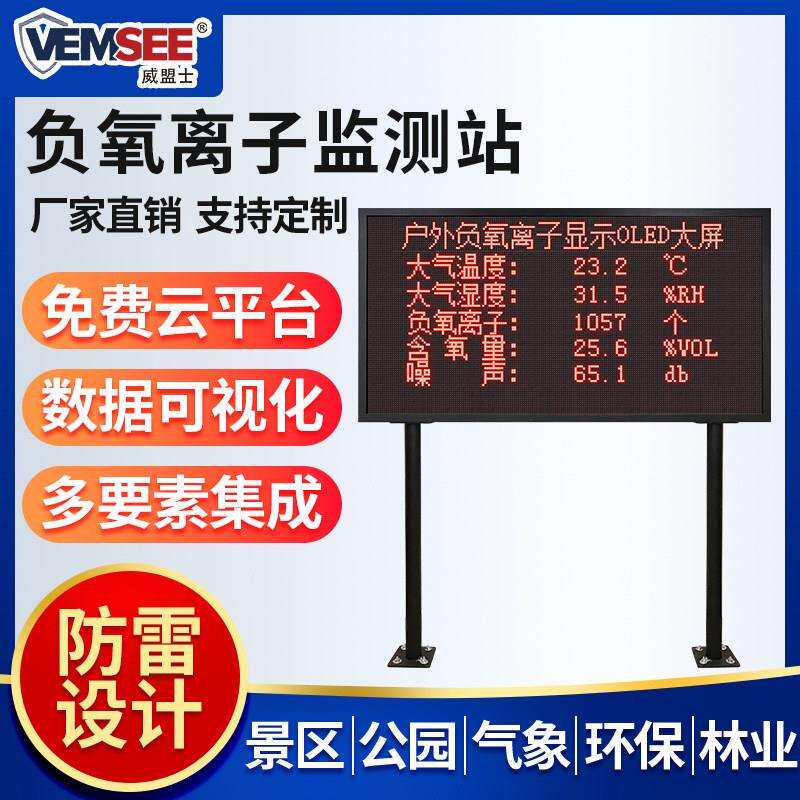 负氧离子监测站景区空气环境质量检测仪智能系统大屏自动气象站